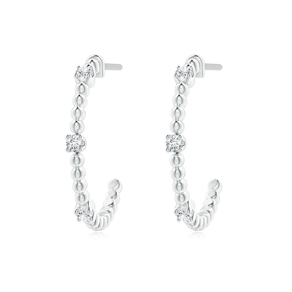 1.7mm GVS2 Diamond Beaded Half Hoop Earrings in White Gold 