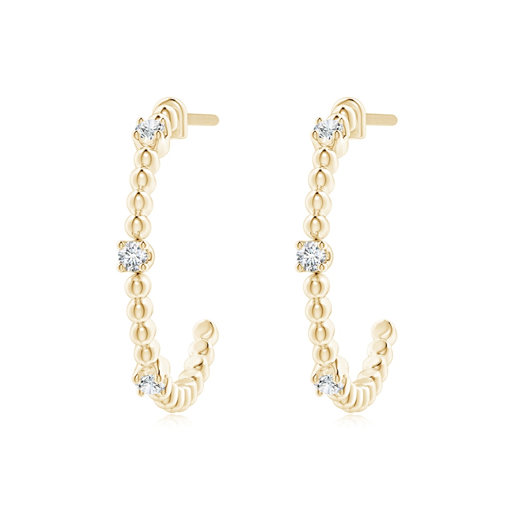 1.7mm GVS2 Diamond Beaded Half Hoop Earrings in Yellow Gold