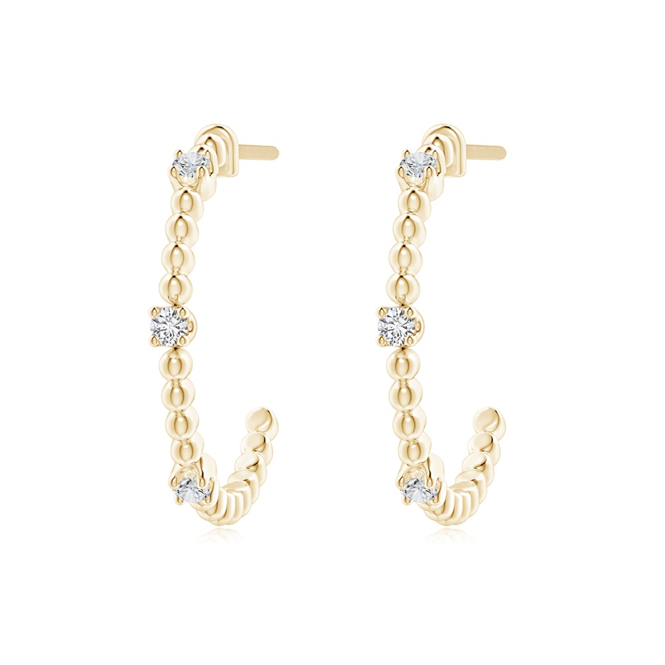 1.7mm HSI2 Diamond Beaded Half Hoop Earrings in Yellow Gold 