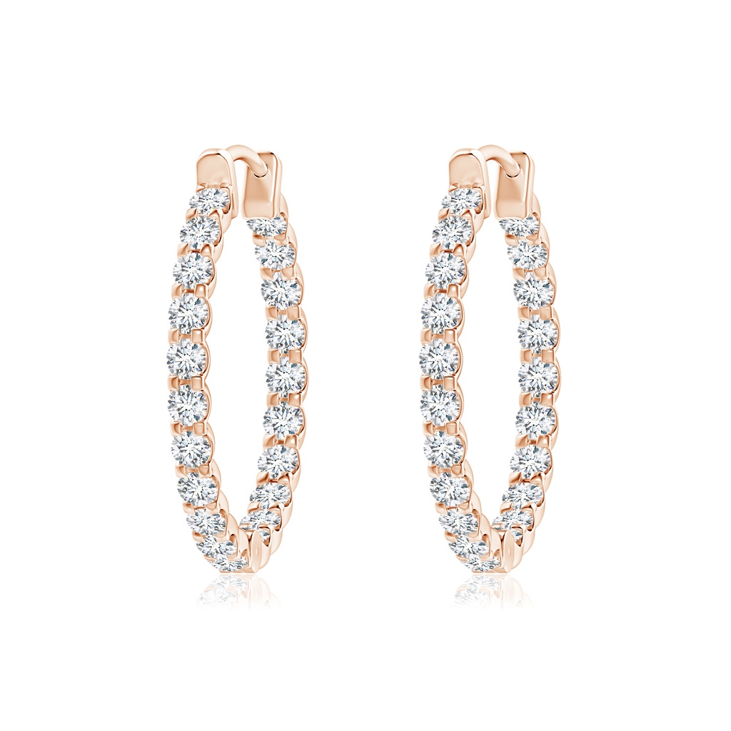 1.75mm GVS2 Prong-Set Diamond Inside Out Hoop Earrings in Rose Gold