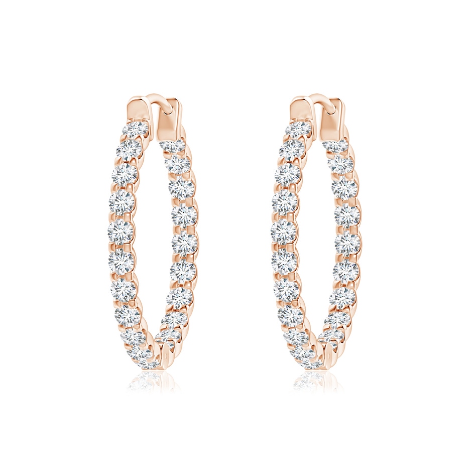 1.75mm GVS2 Prong-Set Diamond Inside Out Hoop Earrings in Rose Gold 