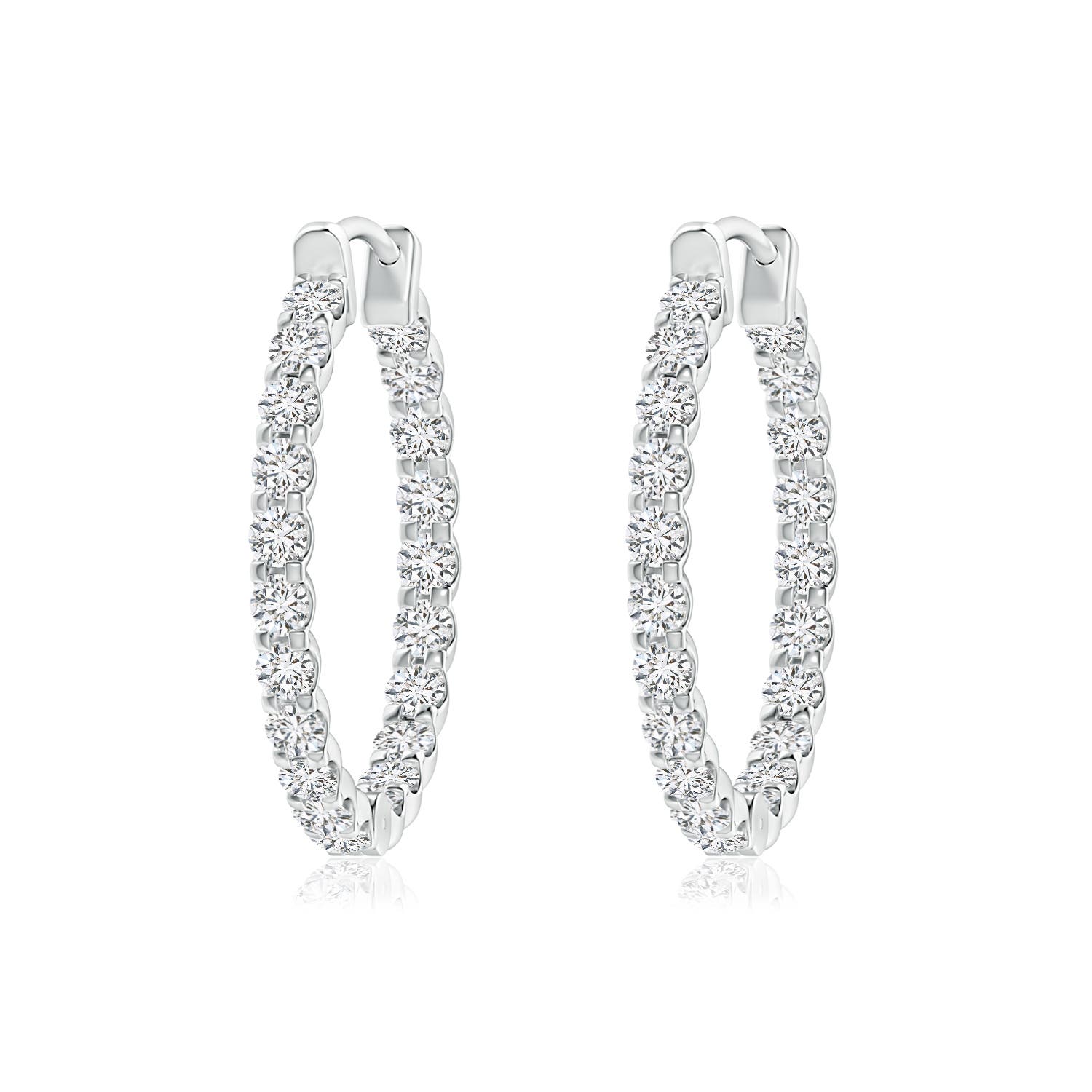 1.75mm HSI2 Prong-Set Diamond Inside Out Hoop Earrings in S999 Silver
