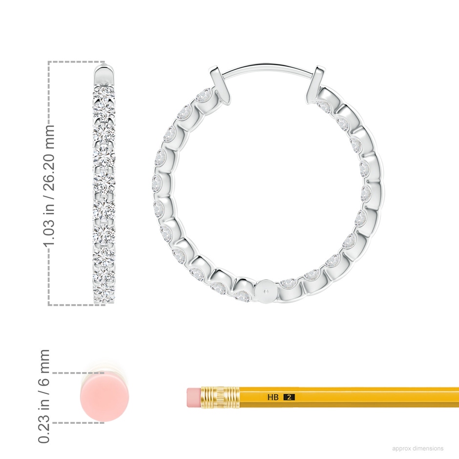 2.3mm HSI2 Prong-Set Diamond Inside Out Hoop Earrings in P950 Platinum ruler