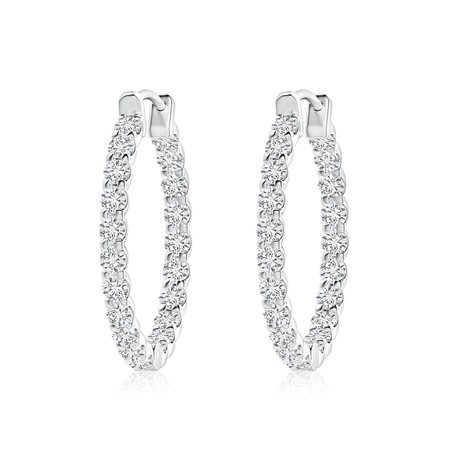2.3mm HSI2 Prong-Set Diamond Inside Out Hoop Earrings in White Gold