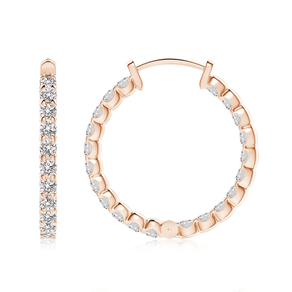 2.3mm IJI1I2 Prong-Set Diamond Inside Out Hoop Earrings in Rose Gold side 199