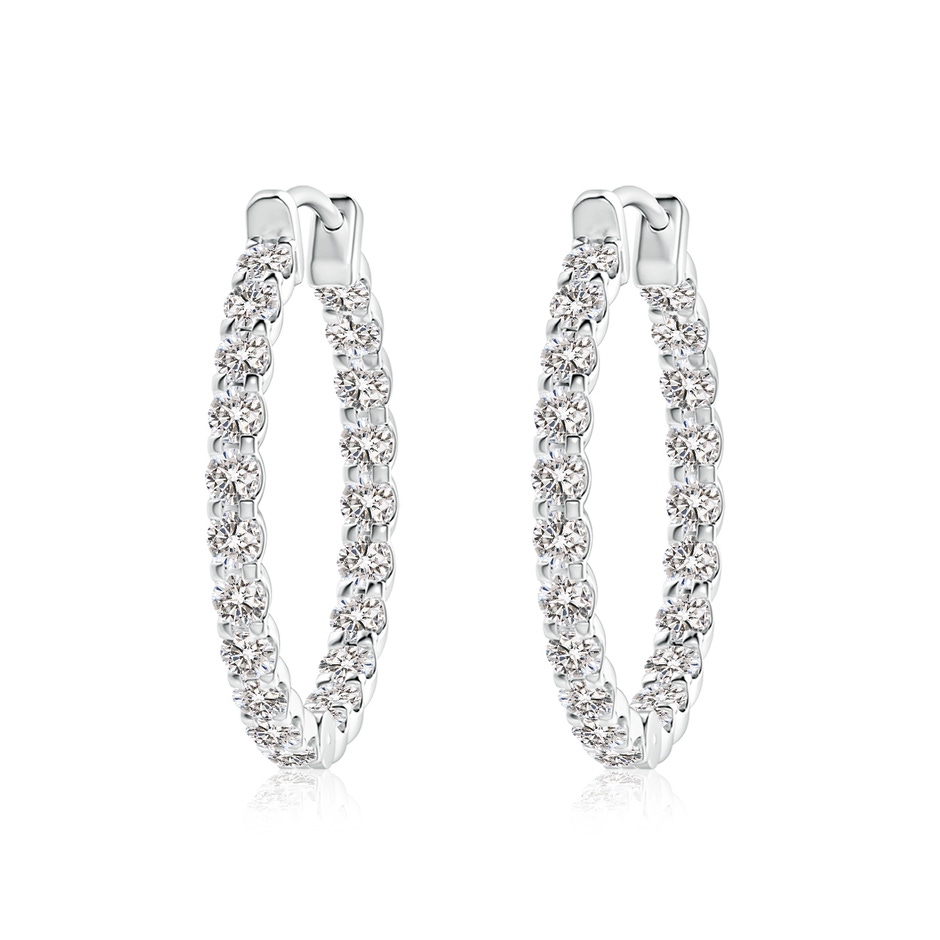 2.3mm IJI1I2 Prong-Set Diamond Inside Out Hoop Earrings in White Gold 