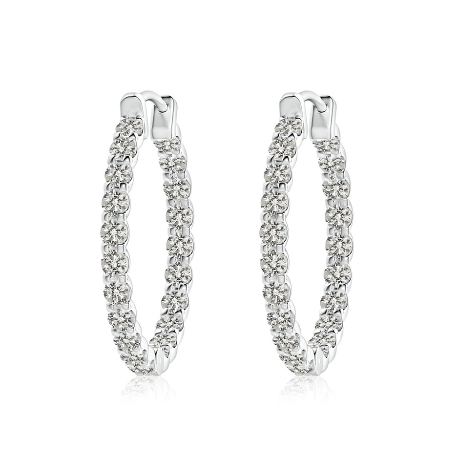 2.3mm KI3 Prong-Set Diamond Inside Out Hoop Earrings in S999 Silver 