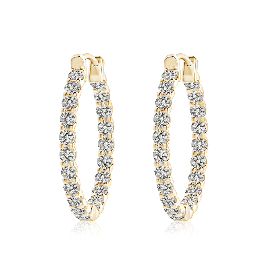 2.3mm KI3 Prong-Set Diamond Inside Out Hoop Earrings in Yellow Gold 