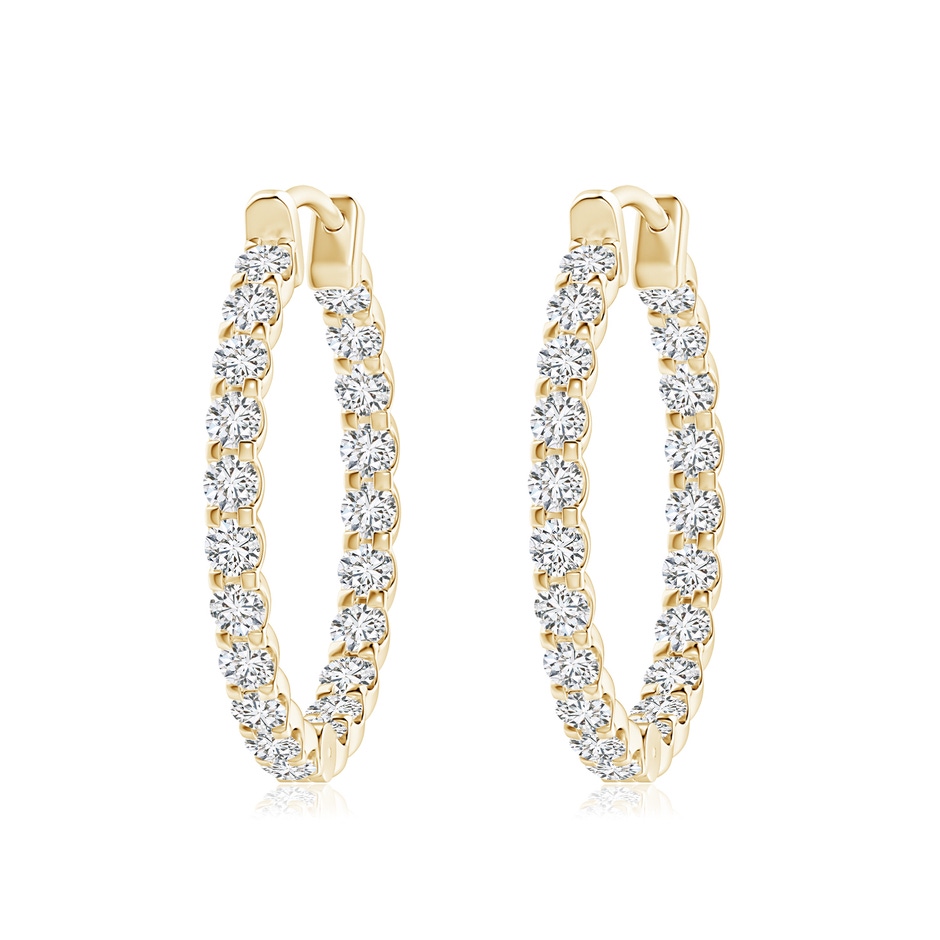 2.5mm HSI2 Prong-Set Diamond Inside Out Hoop Earrings in Yellow Gold 