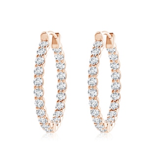 2.7mm GVS2 Prong-Set Diamond Inside Out Hoop Earrings in 10K Rose Gold