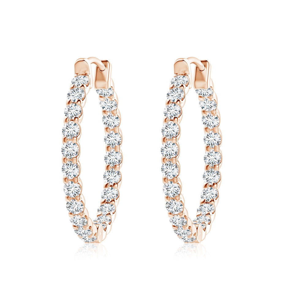 2.7mm GVS2 Prong-Set Diamond Inside Out Hoop Earrings in Rose Gold 