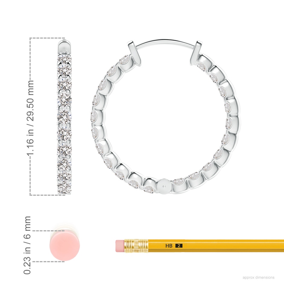 2.7mm IJI1I2 Prong-Set Diamond Inside Out Hoop Earrings in White Gold ruler