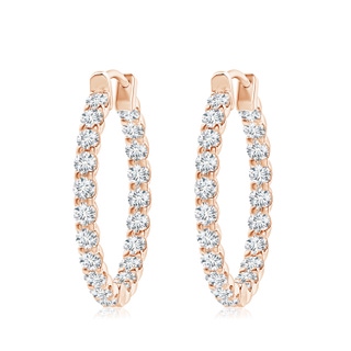 3mm GVS2 Prong-Set Diamond Inside Out Hoop Earrings in 9K Rose Gold