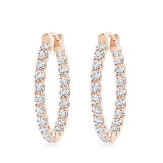 3mm GVS2 Prong-Set Diamond Inside Out Hoop Earrings in Rose Gold