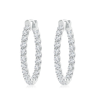 3mm GVS2 Prong-Set Diamond Inside Out Hoop Earrings in S999 Silver