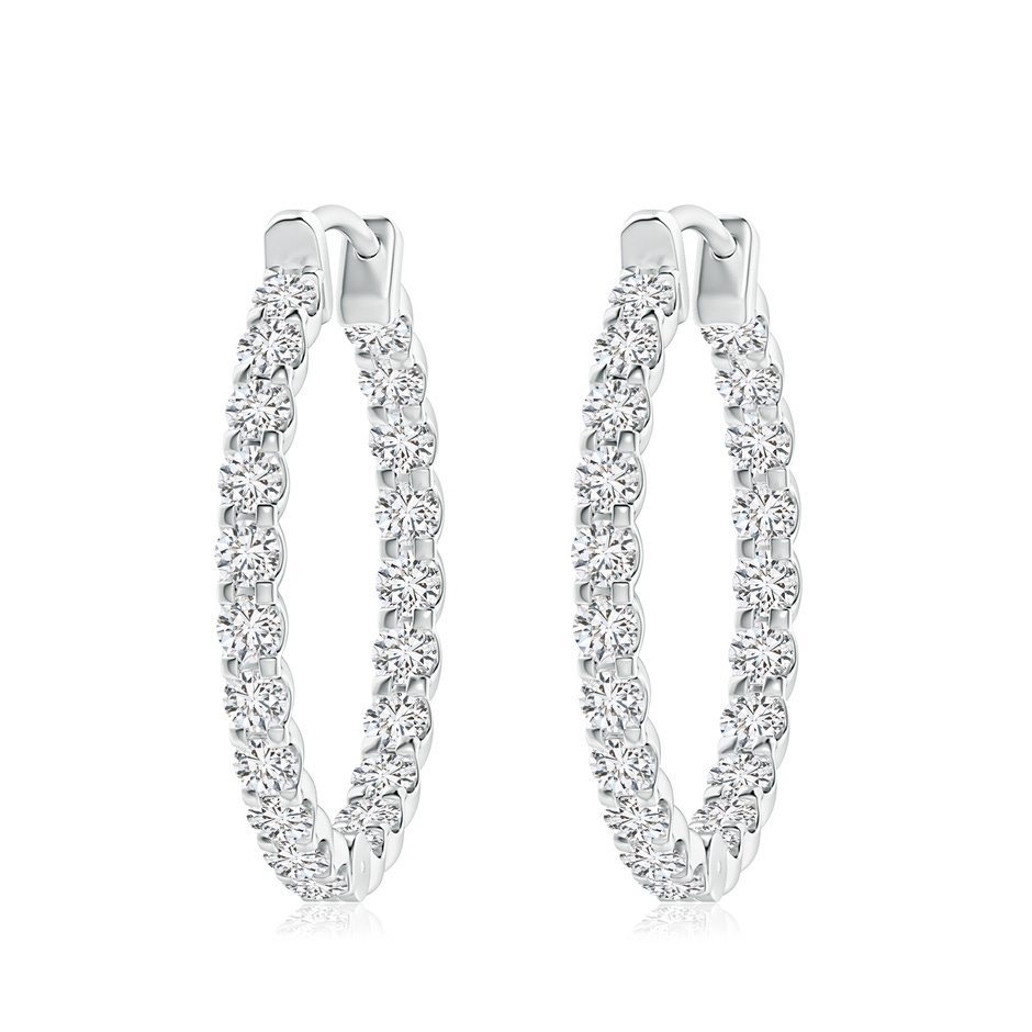 3mm HSI2 Prong-Set Diamond Inside Out Hoop Earrings in White Gold 