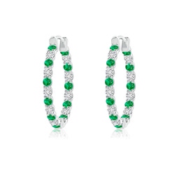 Round Emerald Hoop Earrings