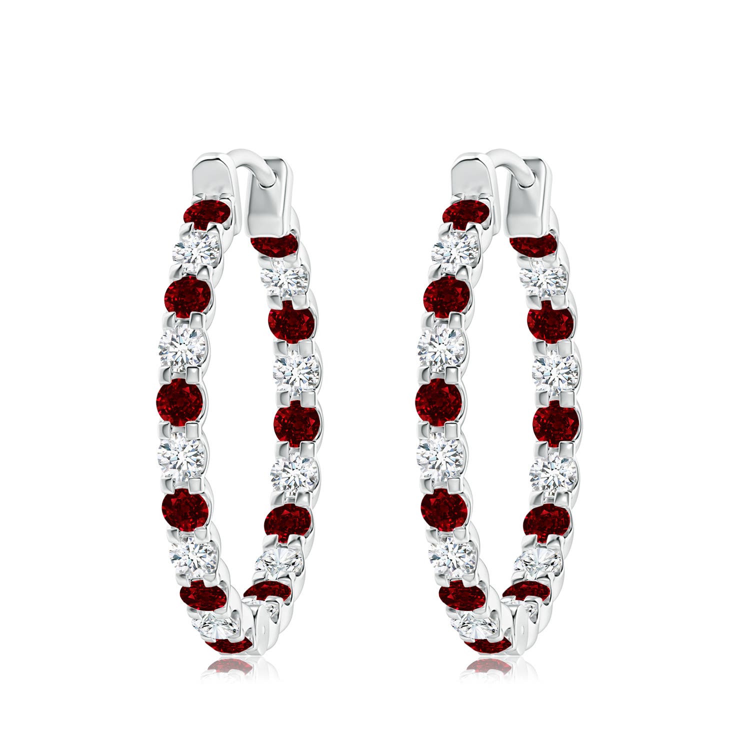 White Gold Ruby Earrings