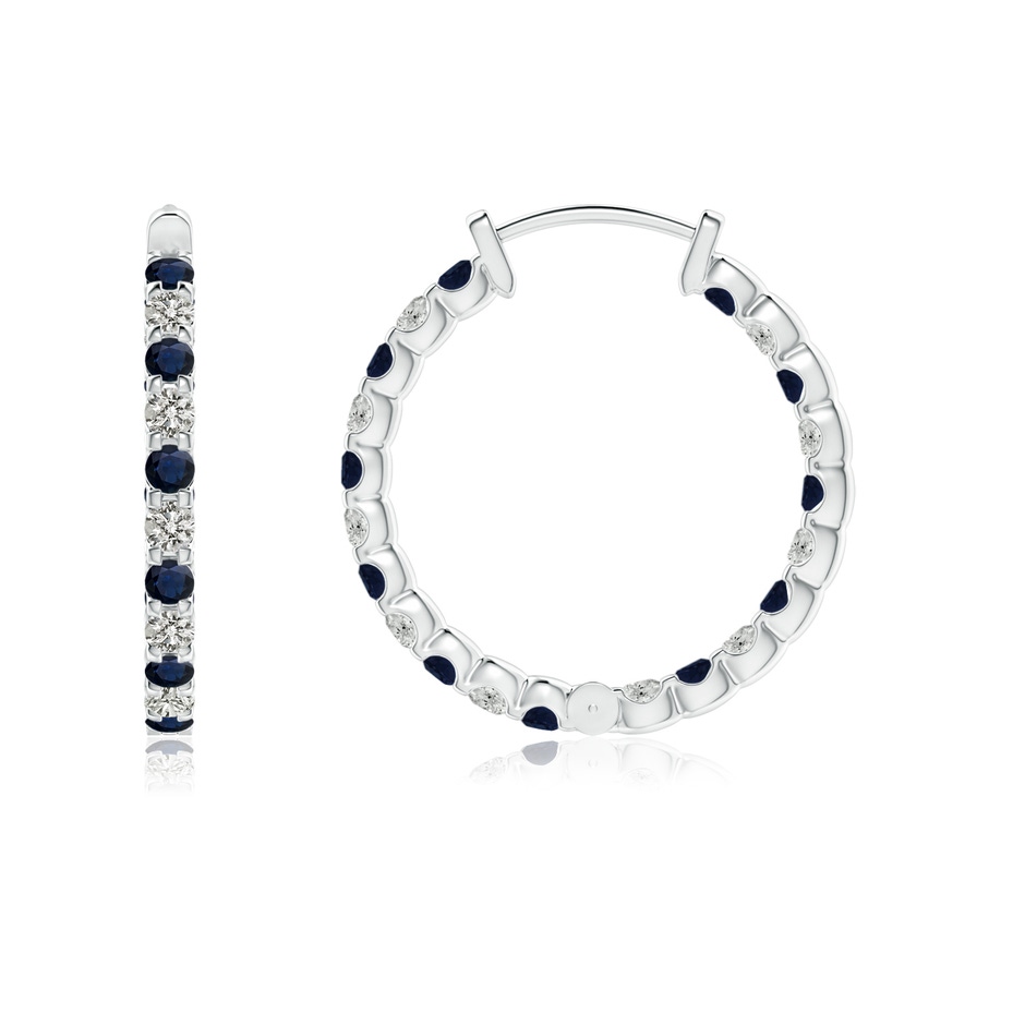 1.5mm A Prong-Set Sapphire and Diamond Inside Out Hoop Earrings in P950 Platinum side 199