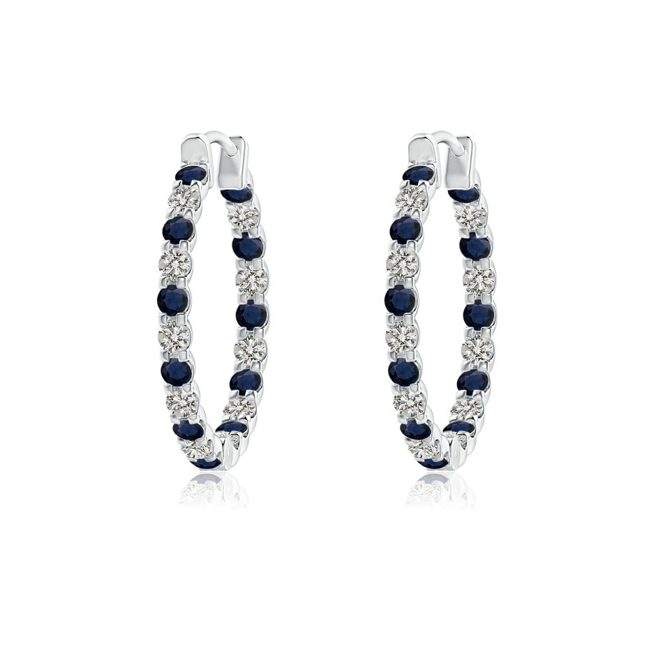 1.5mm A Prong-Set Sapphire and Diamond Inside Out Hoop Earrings in White Gold 