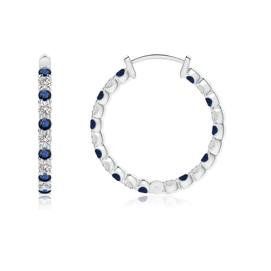 1.5mm AA Prong-Set Sapphire and Diamond Inside Out Hoop Earrings in White Gold side 199