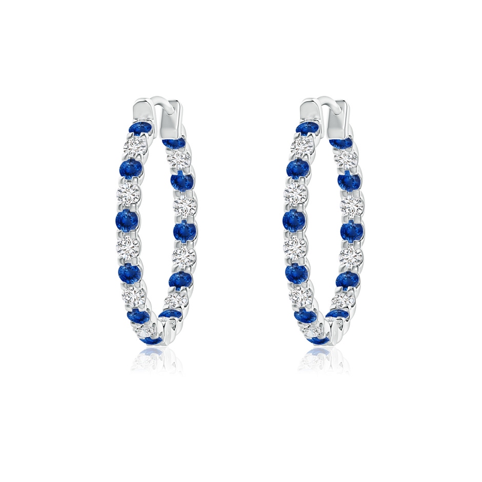1.5mm AAA Prong-Set Sapphire and Diamond Inside Out Hoop Earrings in P950 Platinum 