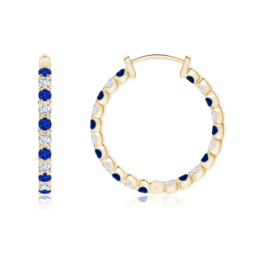 1.5mm Lab-Grown Prong-Set Sapphire and Diamond Inside Out Hoop Earrings in 18K Yellow Gold side 199
