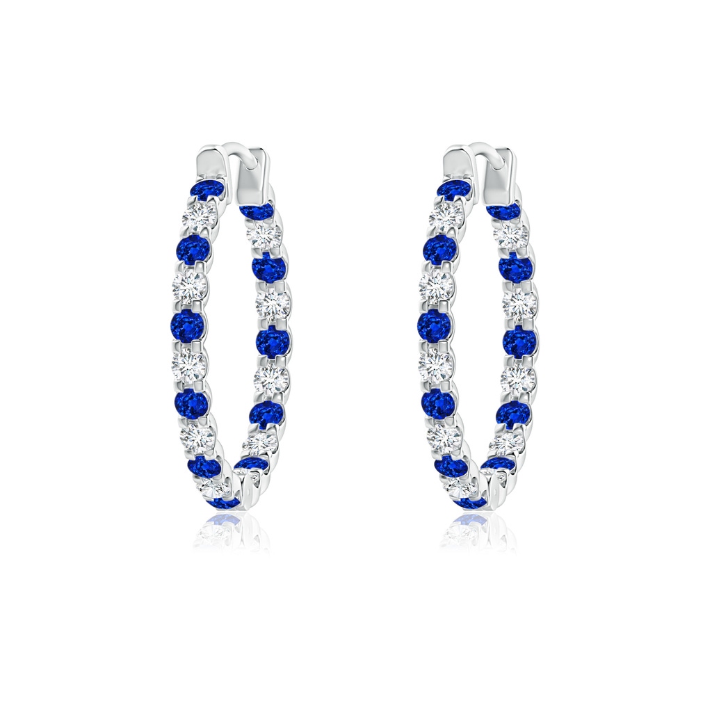 1.5mm AAAA Prong-Set Sapphire and Diamond Inside Out Hoop Earrings in P950 Platinum