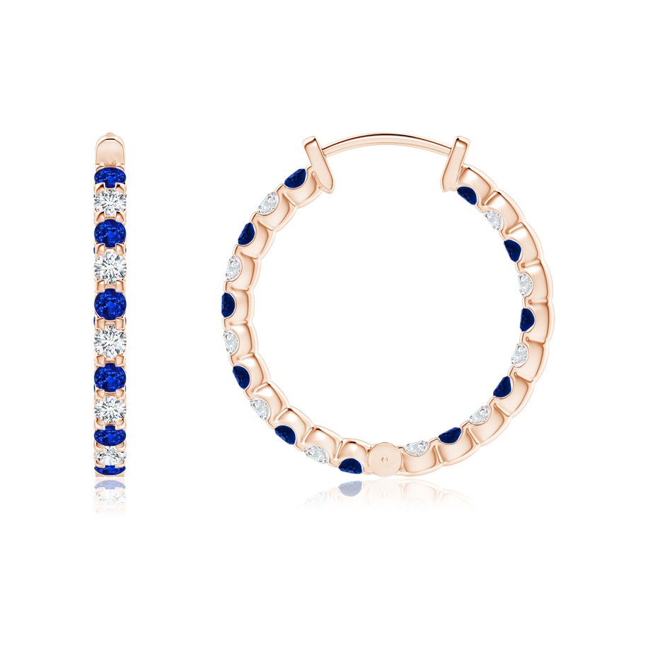 1.5mm AAAA Prong-Set Sapphire and Diamond Inside Out Hoop Earrings in Rose Gold side 199