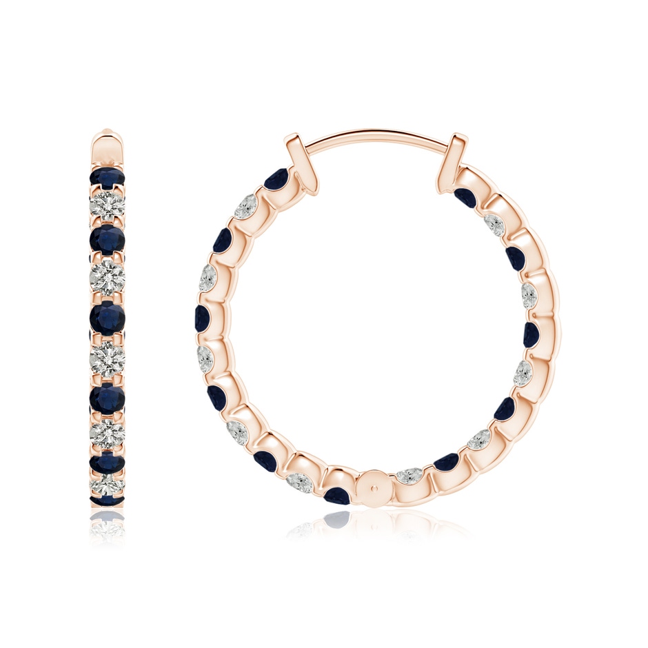 1.7mm A Prong-Set Sapphire and Diamond Inside Out Hoop Earrings in Rose Gold side 199