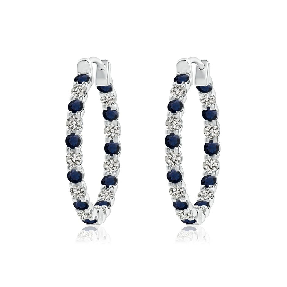 1.7mm A Prong-Set Sapphire and Diamond Inside Out Hoop Earrings in White Gold 