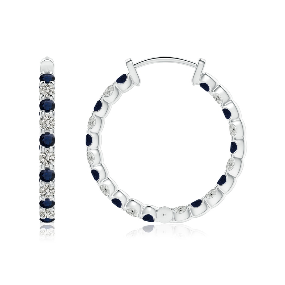 1.7mm A Prong-Set Sapphire and Diamond Inside Out Hoop Earrings in White Gold side 199