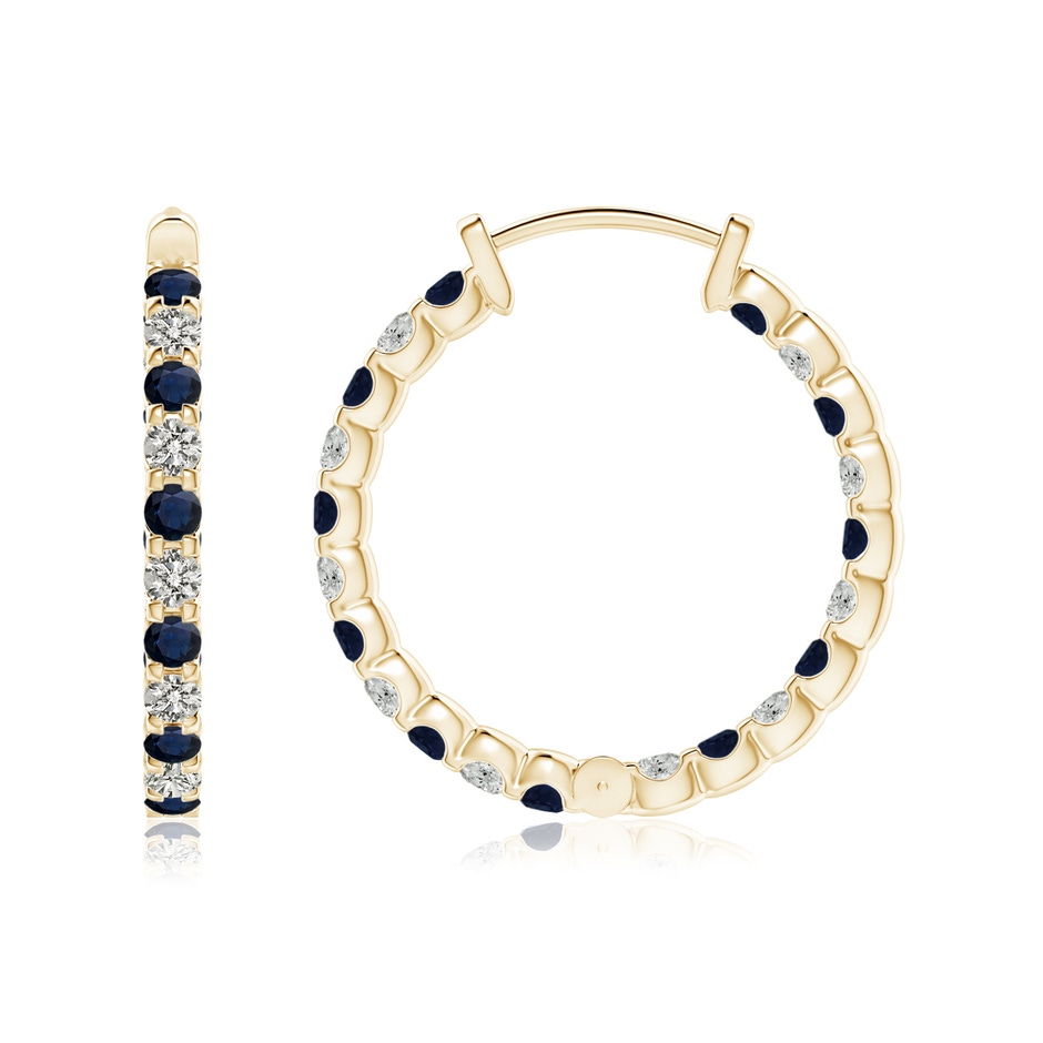 1.7mm A Prong-Set Sapphire and Diamond Inside Out Hoop Earrings in Yellow Gold side 199