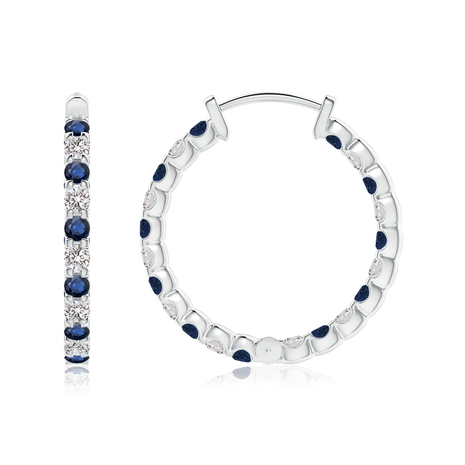 1.7mm AA Prong-Set Sapphire and Diamond Inside Out Hoop Earrings in White Gold side 199