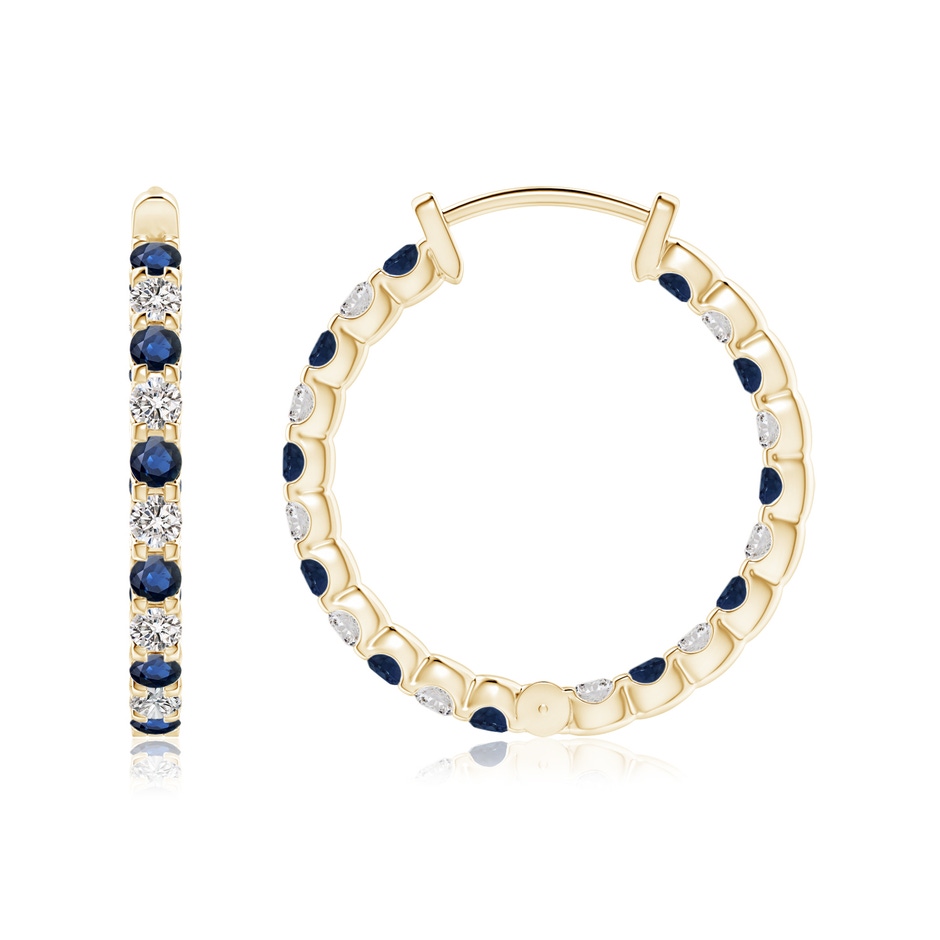 1.7mm AA Prong-Set Sapphire and Diamond Inside Out Hoop Earrings in Yellow Gold side 199
