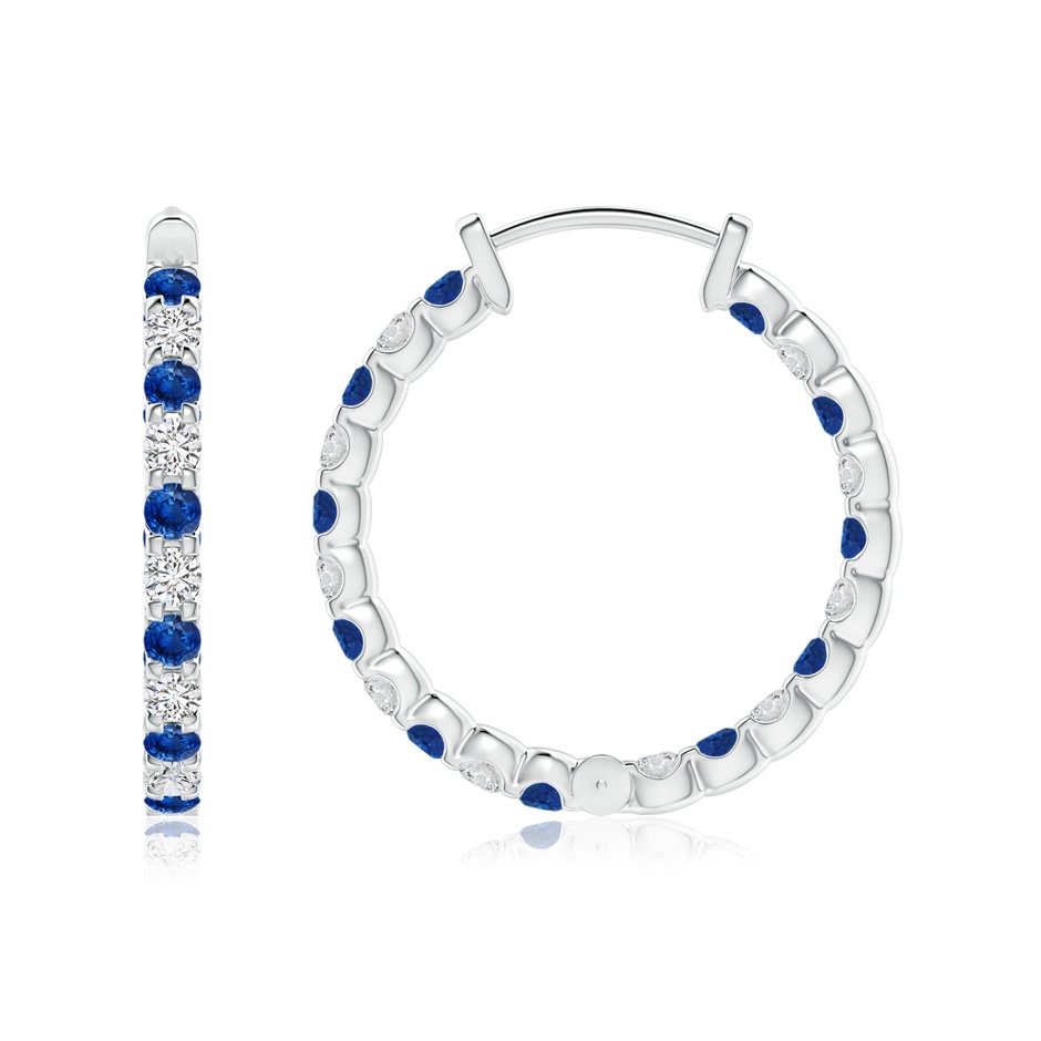 Prong-Set Sapphire and Diamond Inside Out Hoop Earrings