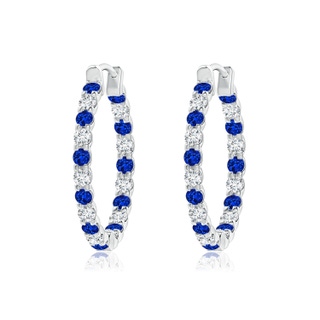 1.7mm AAAA Prong-Set Sapphire and Diamond Inside Out Hoop Earrings in P950 Platinum