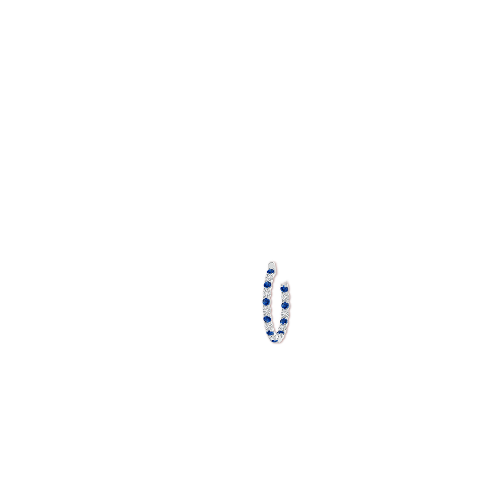 2.5mm AAA Prong-Set Sapphire and Diamond Inside Out Hoop Earrings in P950 Platinum ear
