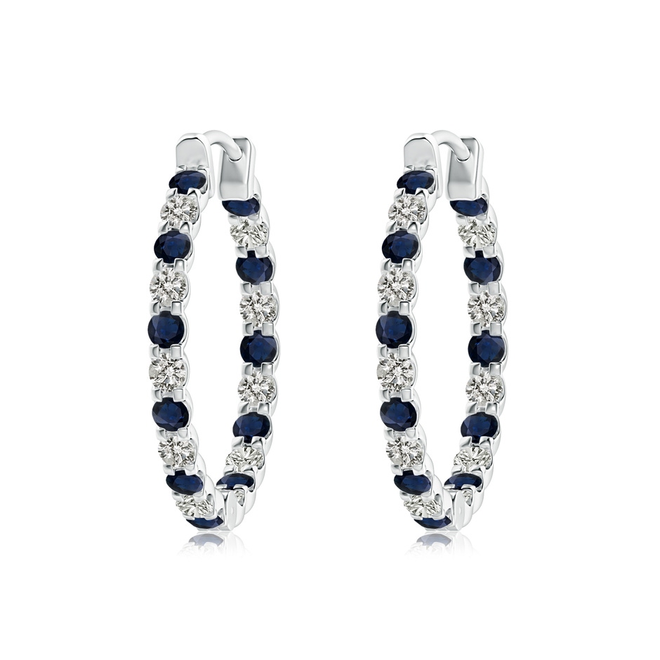 2mm A Prong-Set Sapphire and Diamond Inside Out Hoop Earrings in P950 Platinum 