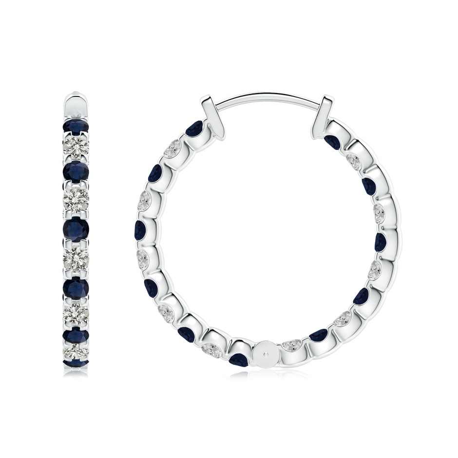 2mm A Prong-Set Sapphire and Diamond Inside Out Hoop Earrings in P950 Platinum side 199
