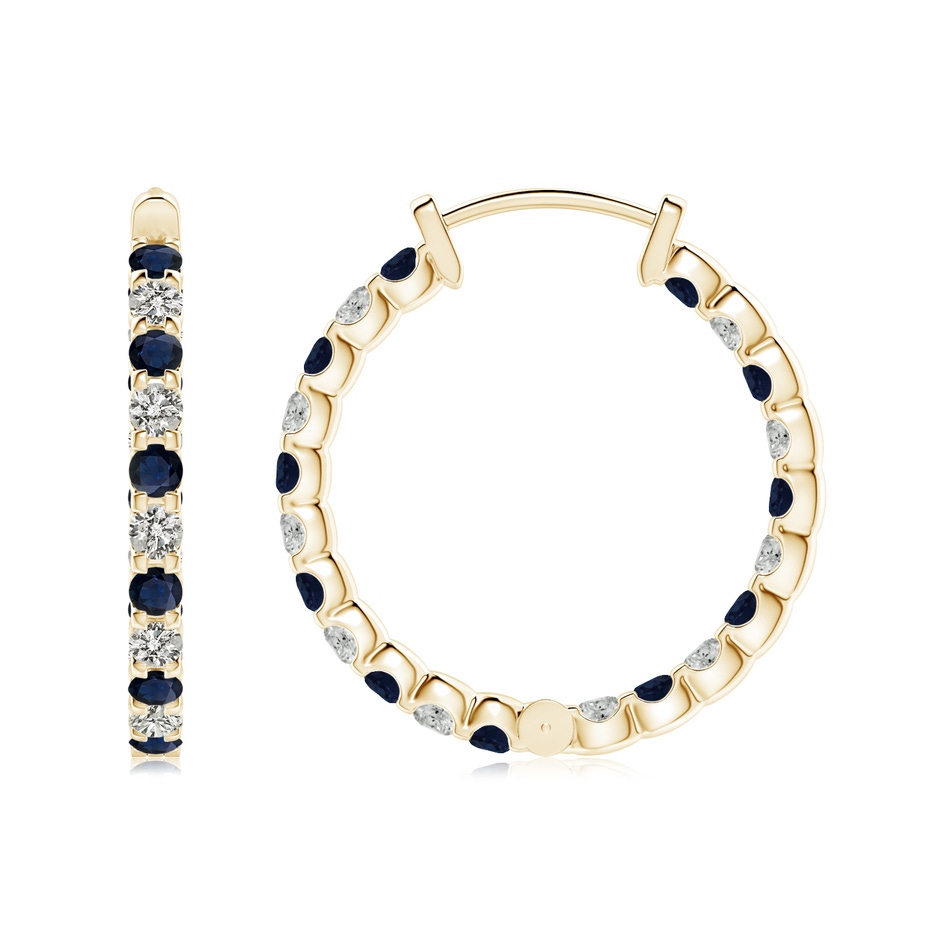 2mm A Prong-Set Sapphire and Diamond Inside Out Hoop Earrings in Yellow Gold side 199