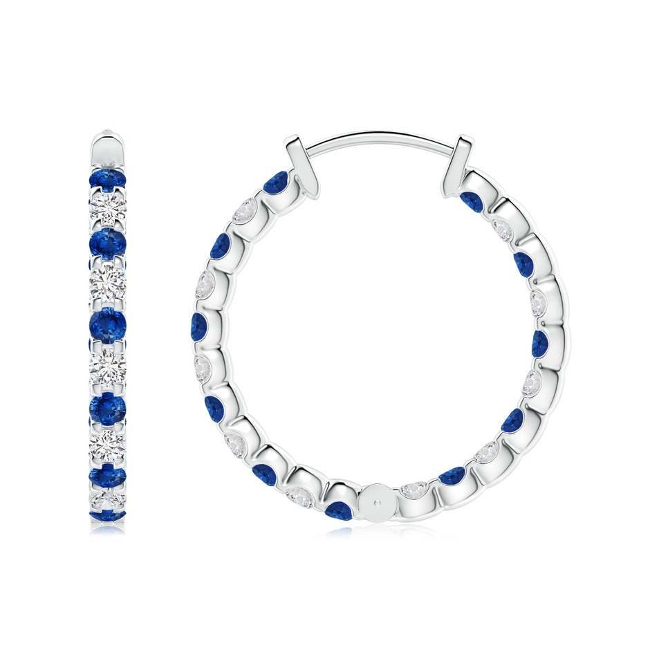 2mm AAA Prong-Set Sapphire and Diamond Inside Out Hoop Earrings in White Gold side 199