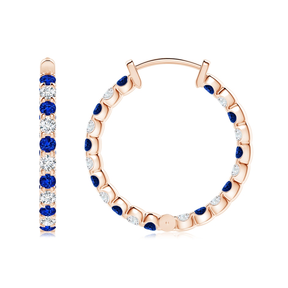 2mm AAAA Prong-Set Sapphire and Diamond Inside Out Hoop Earrings in Rose Gold side 199