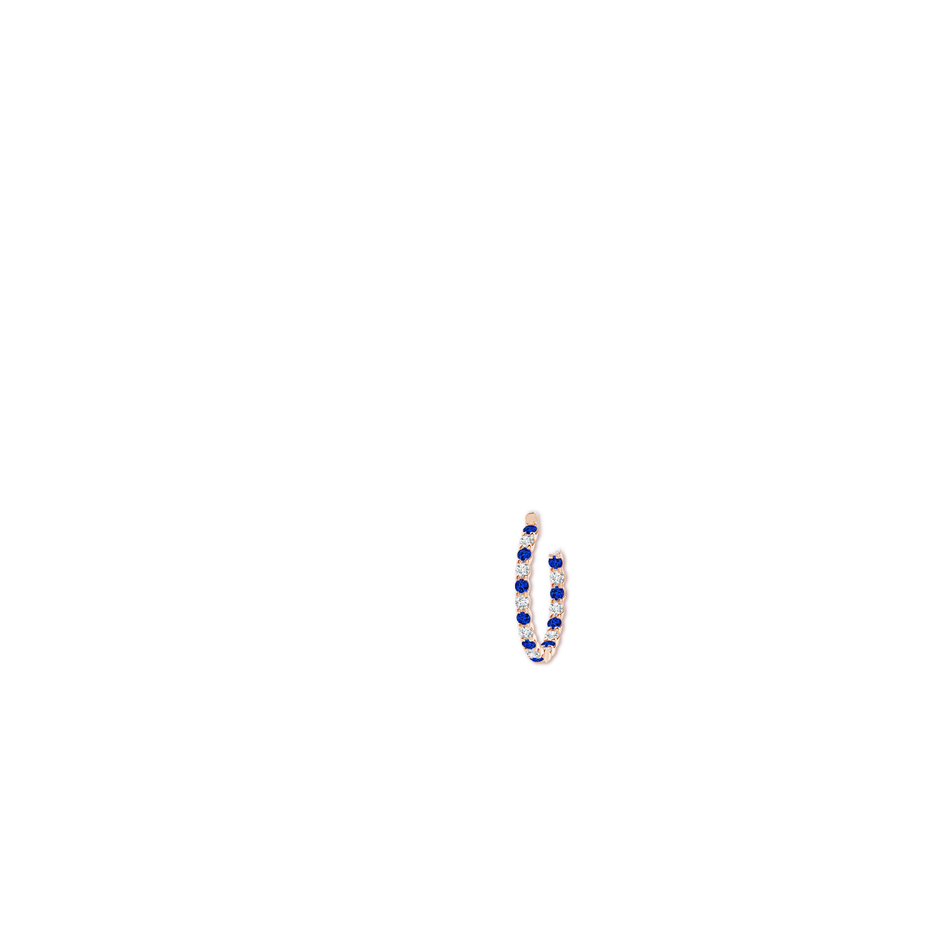 2mm AAAA Prong-Set Sapphire and Diamond Inside Out Hoop Earrings in Rose Gold ear