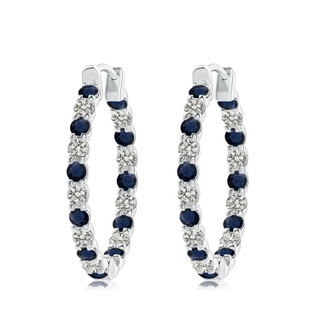 3mm A Prong-Set Sapphire and Diamond Inside Out Hoop Earrings in P950 Platinum