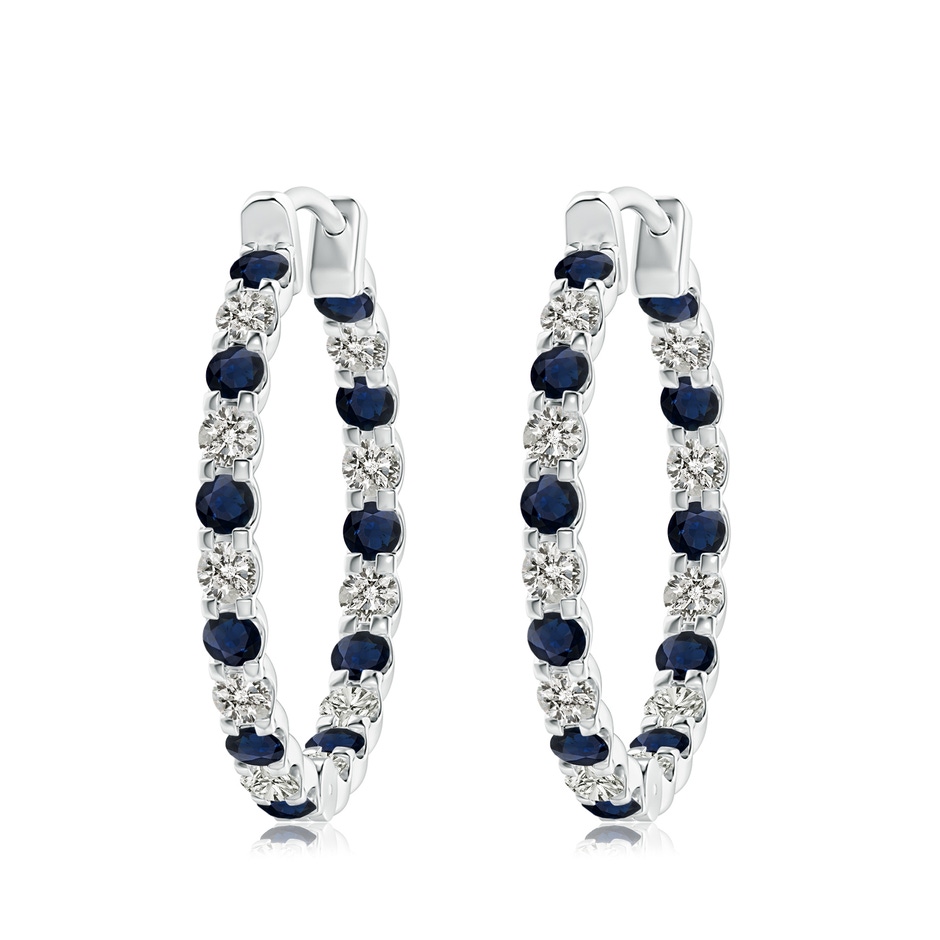 3mm A Prong-Set Sapphire and Diamond Inside Out Hoop Earrings in P950 Platinum 