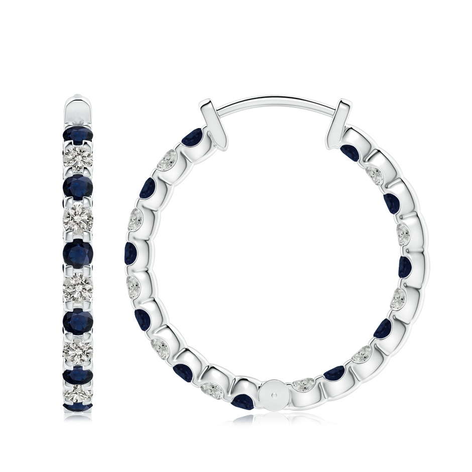 3mm A Prong-Set Sapphire and Diamond Inside Out Hoop Earrings in P950 Platinum side 199