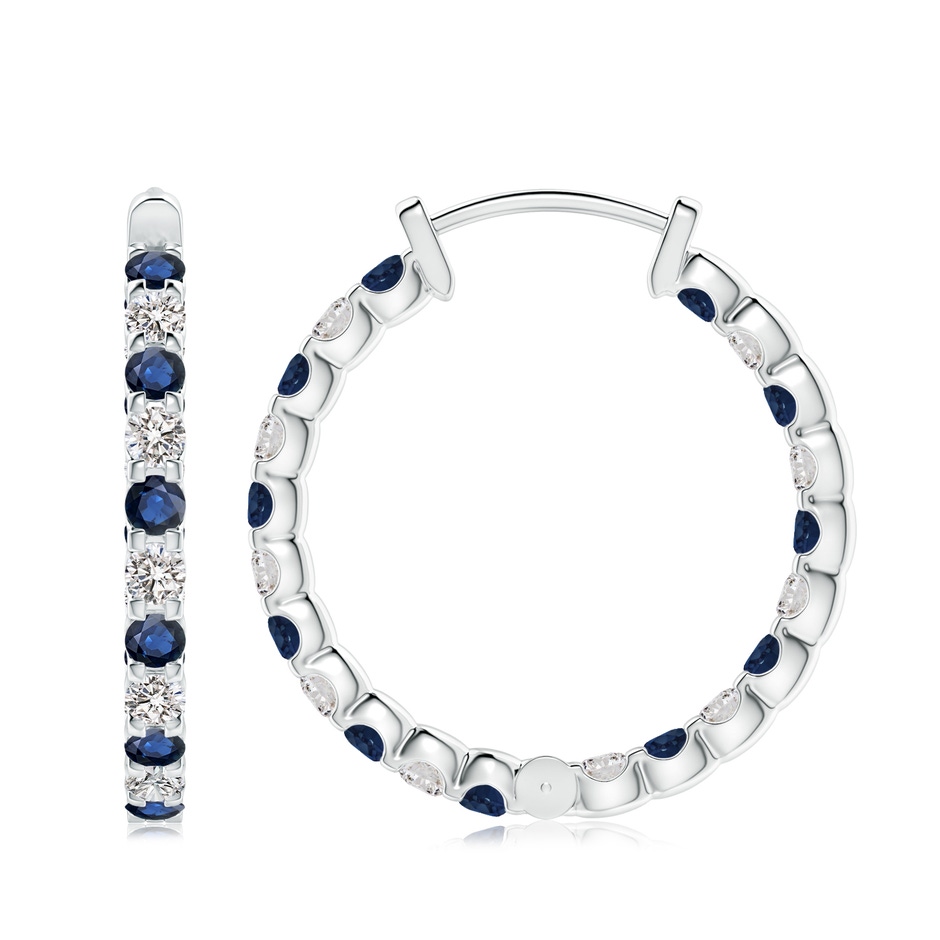 3mm AA Prong-Set Sapphire and Diamond Inside Out Hoop Earrings in P950 Platinum side 199