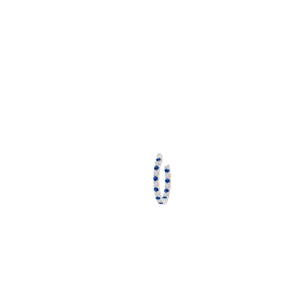 3mm AAA Prong-Set Sapphire and Diamond Inside Out Hoop Earrings in P950 Platinum ear
