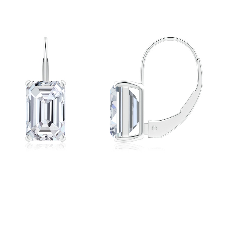 6.5x4mm HSI2 Emerald-Cut Diamond Solitaire Leverback Earrings in 18K White Gold 